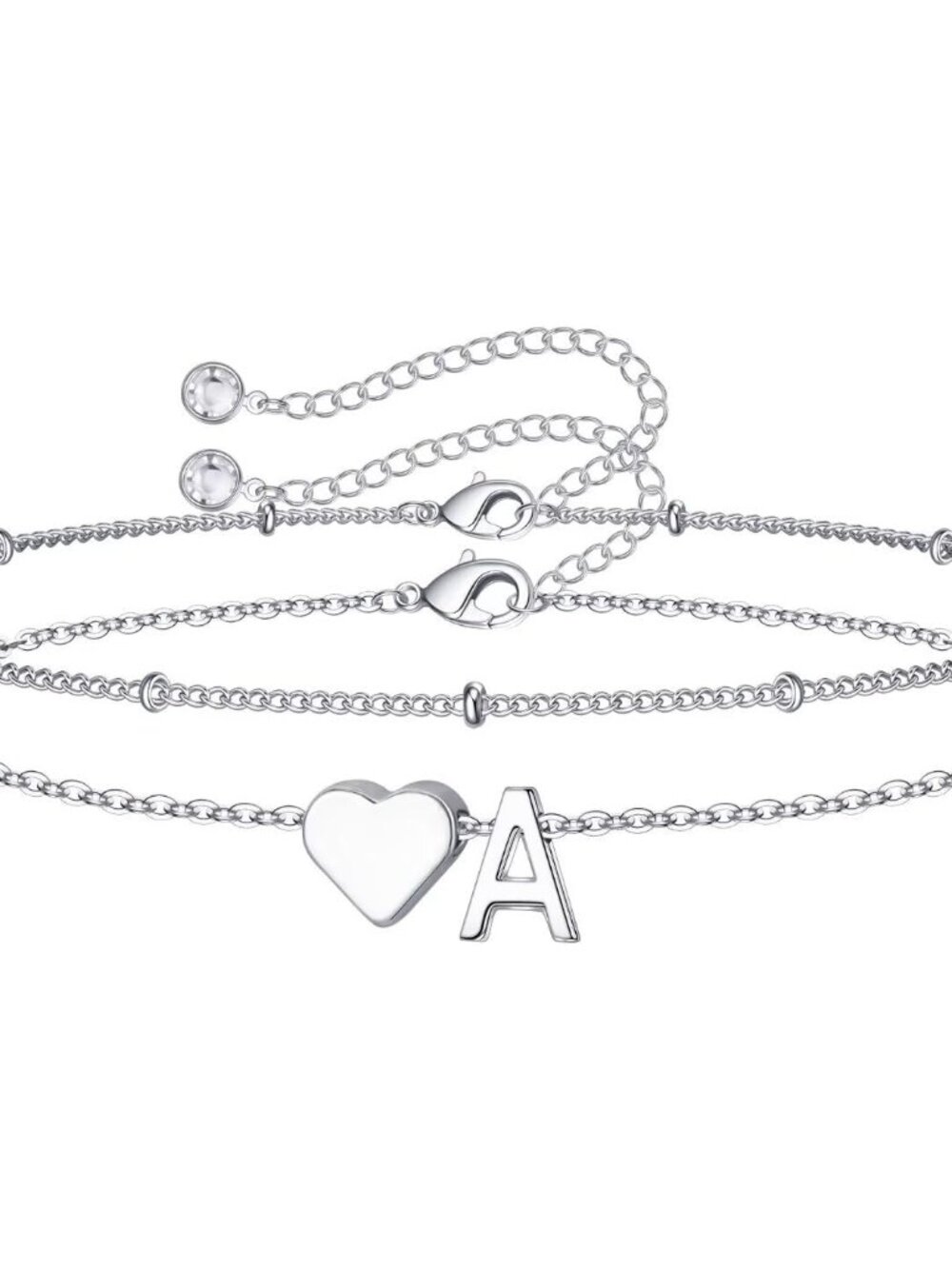 Trendy 14K-Gold Plated Heart Initial Bracelets for Women & Girls